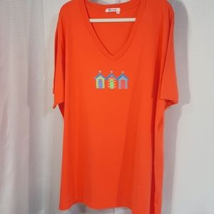 3/$25 Beach Print 3X NWOT Coral Top